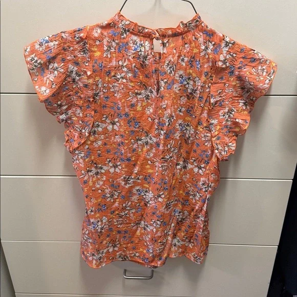 Nannette Orange Floral Ruffle Blouse - Picture 3 of 3